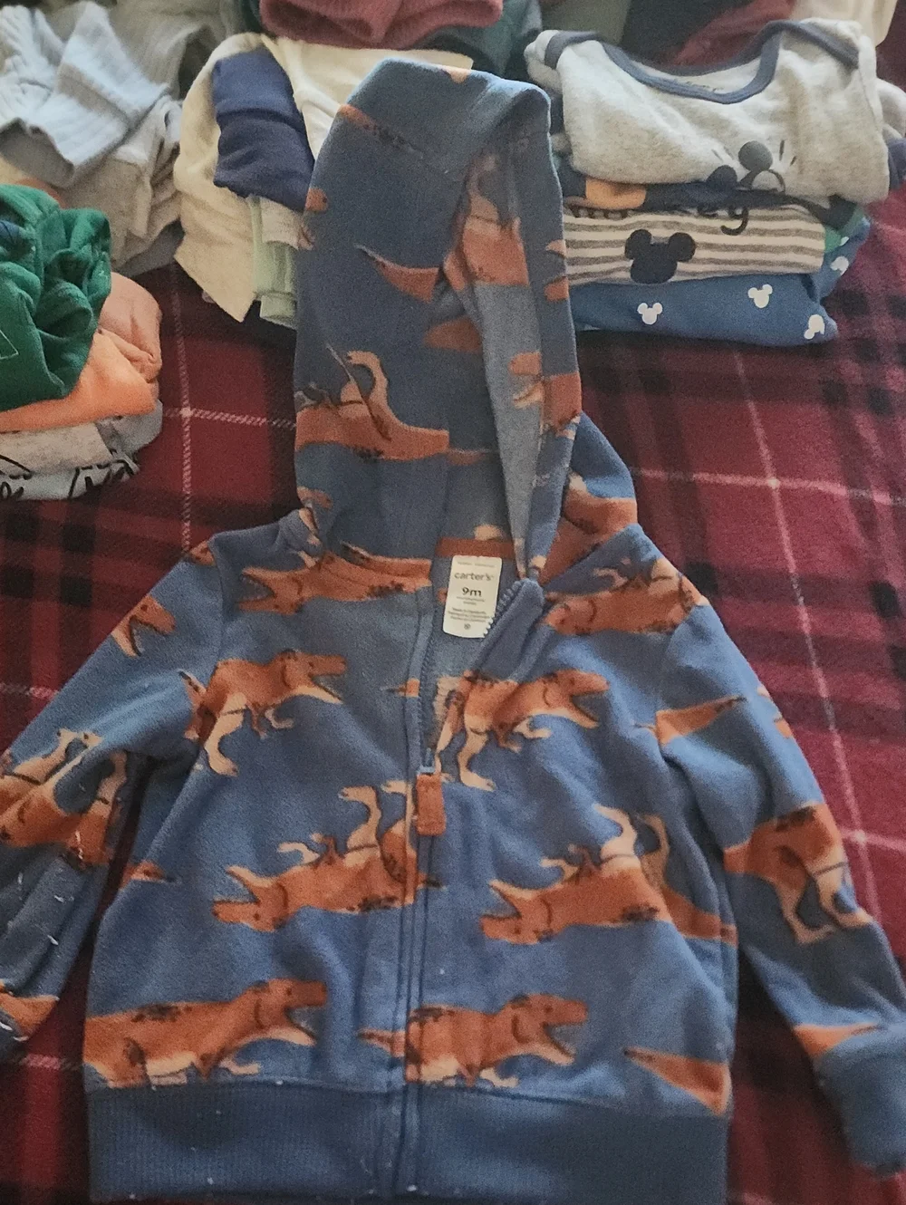 Carter's Blue Hoodie with Brown Dinosaur Print